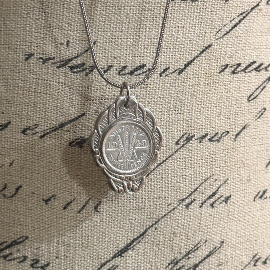 1949 Australian Threepence Souvenir Spoon Necklace