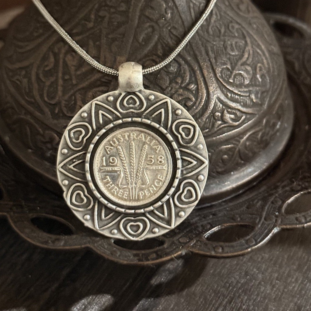 1958 Australian Threepence Coin Necklace