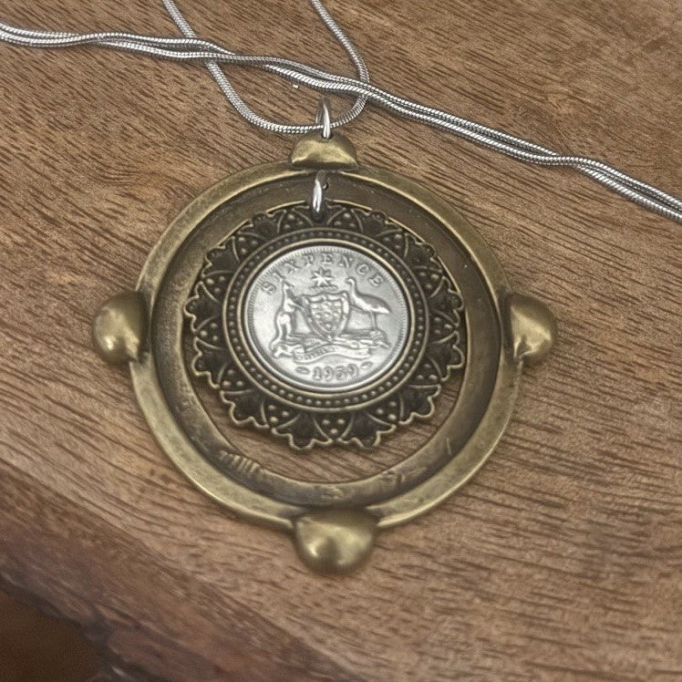 1959 Australian Sixpence Statement Necklace