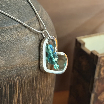 Vintage Spoon Handle Heart & Crystal Necklace