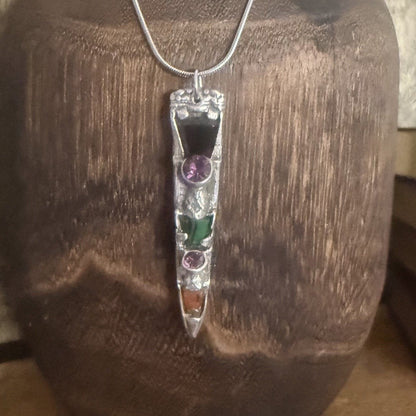 Scottish Celtic Dirk Kilt Pin Necklace | Vintage Rhinestone Pendant