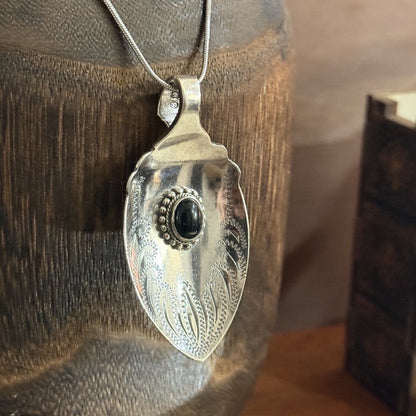 Vintage Jam Spoon & Onyx Necklace