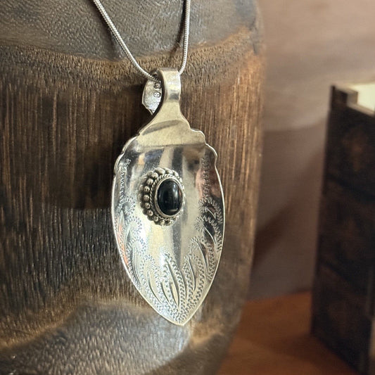 Vintage Jam Spoon & Onyx Necklace