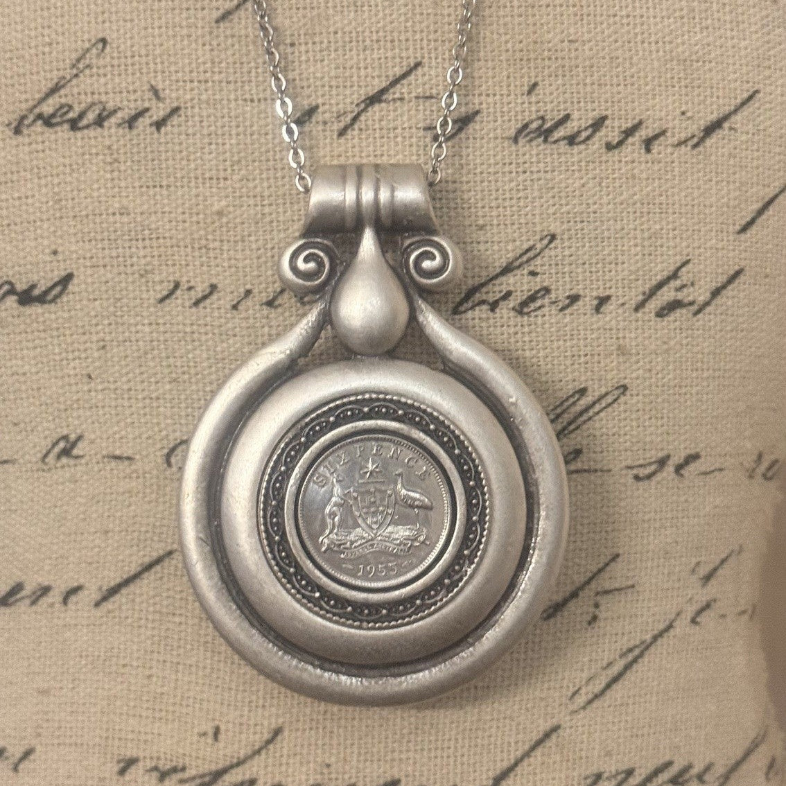 1955 Australian Sixpence Coin Necklace