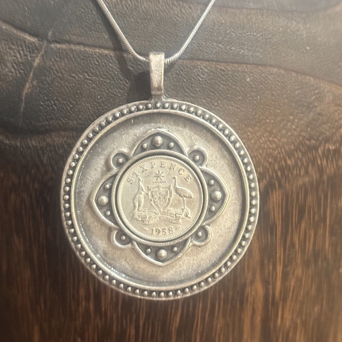 1958 Australian Sixpence Bold Necklace