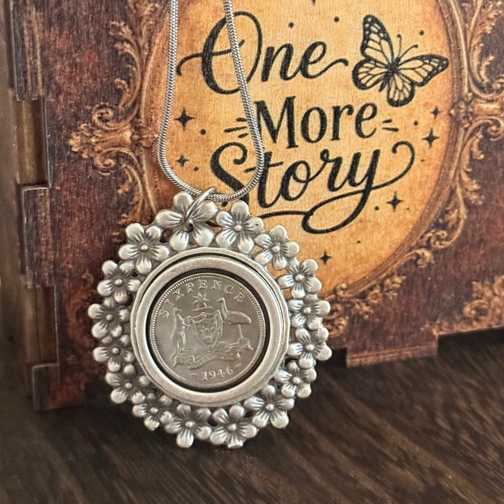 1946 Australian Sixpence Floral Necklace