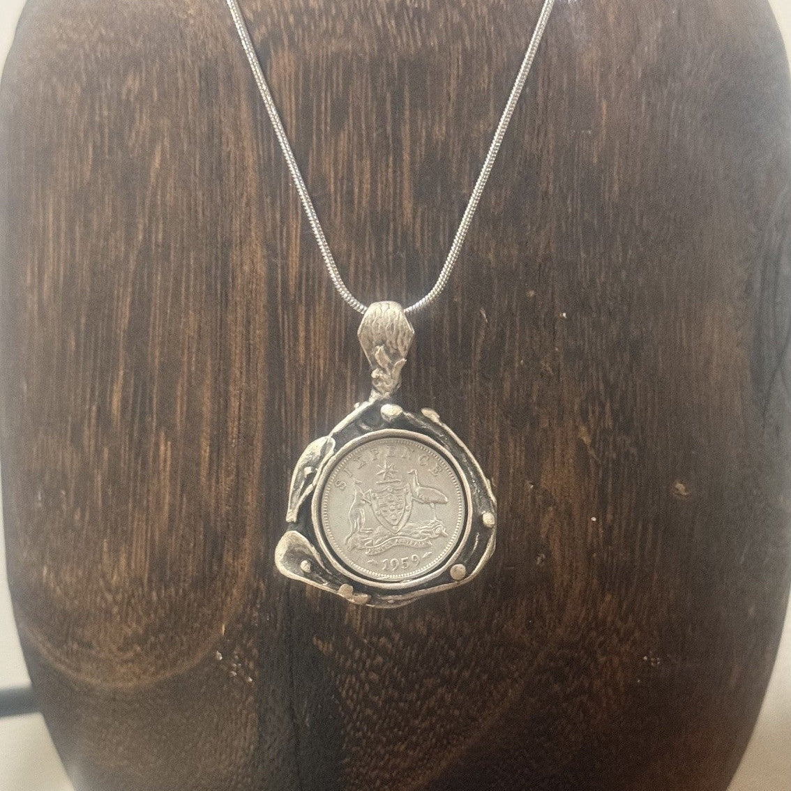 1959 Australian Sixpence Vintage Necklace