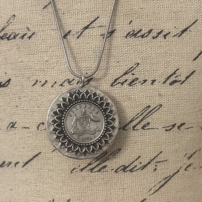 1956 Australian Sixpence Flower Coin Necklace