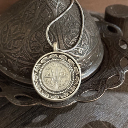 1950 Australian Threepence Coin Necklace