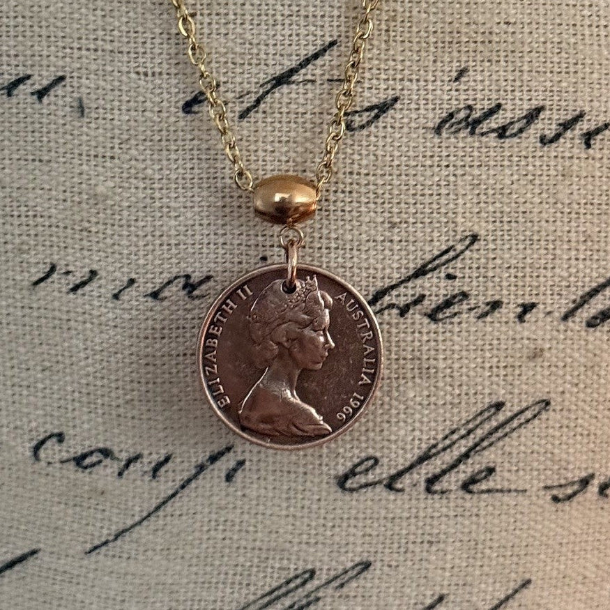1966 Australian Two Cent Coin Necklace