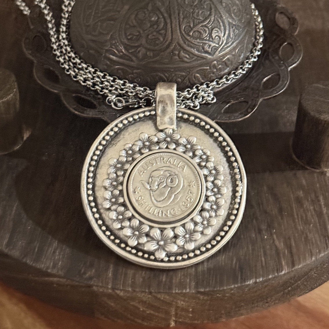 1957 Australian Merino Ram Shilling Necklace