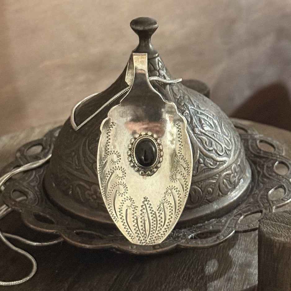 Vintage Jam Spoon & Onyx Necklace