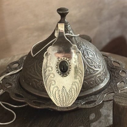 Vintage Jam Spoon & Onyx Necklace