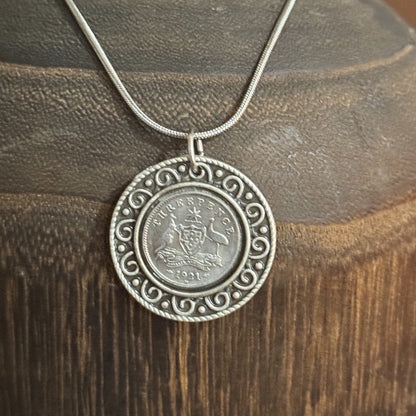 1921 Australian Threepence Necklace | Wearable Australian History
