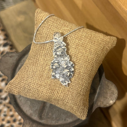 Sterling Silver Antique Rose Necklace