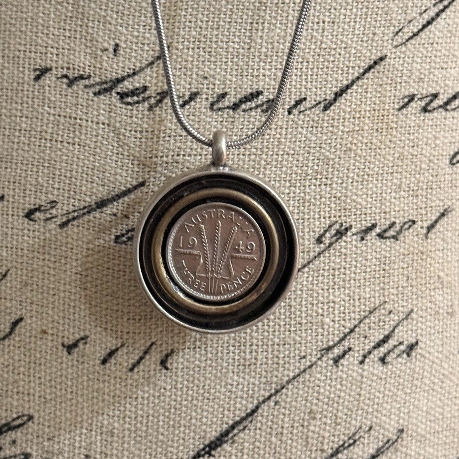 1949 Australian Threepence Coin Necklace