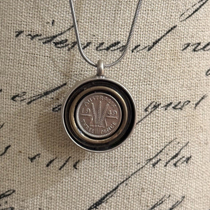 1949 Australian Threepence Coin Necklace