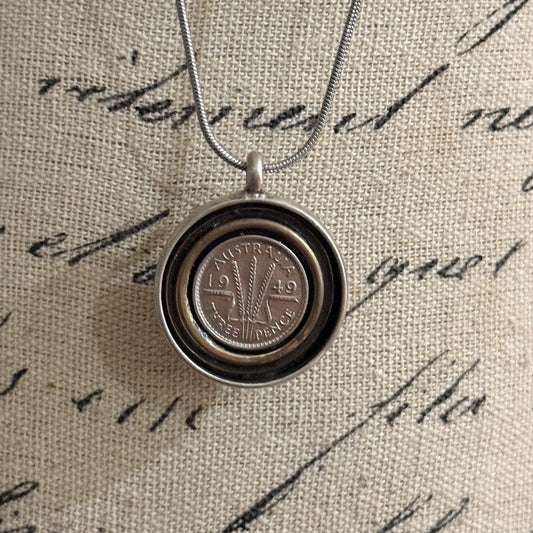 1949 Australian Threepence Coin Necklace