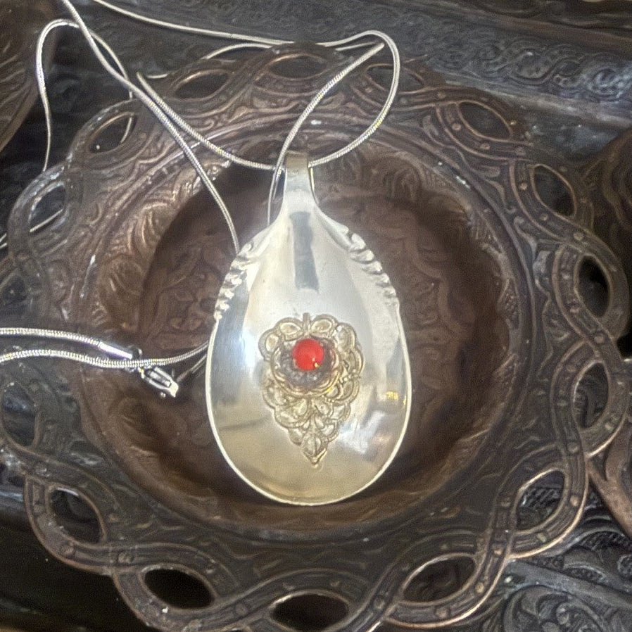Vintage Spoon Bowl Filigree Necklace