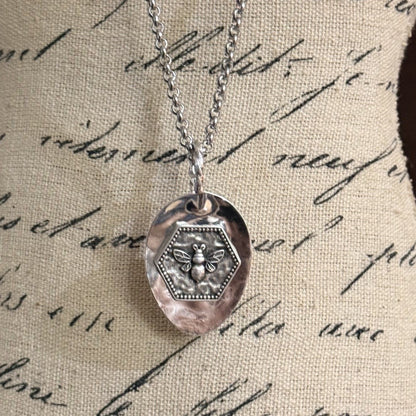 Sterling Silver Spoon Bowl Bee Necklace
