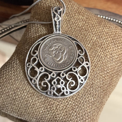 1954 Australian Shilling Coin Necklace | Merino Wearable History
