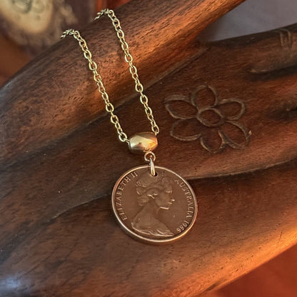 1966 Australian Two Cent Coin Necklace
