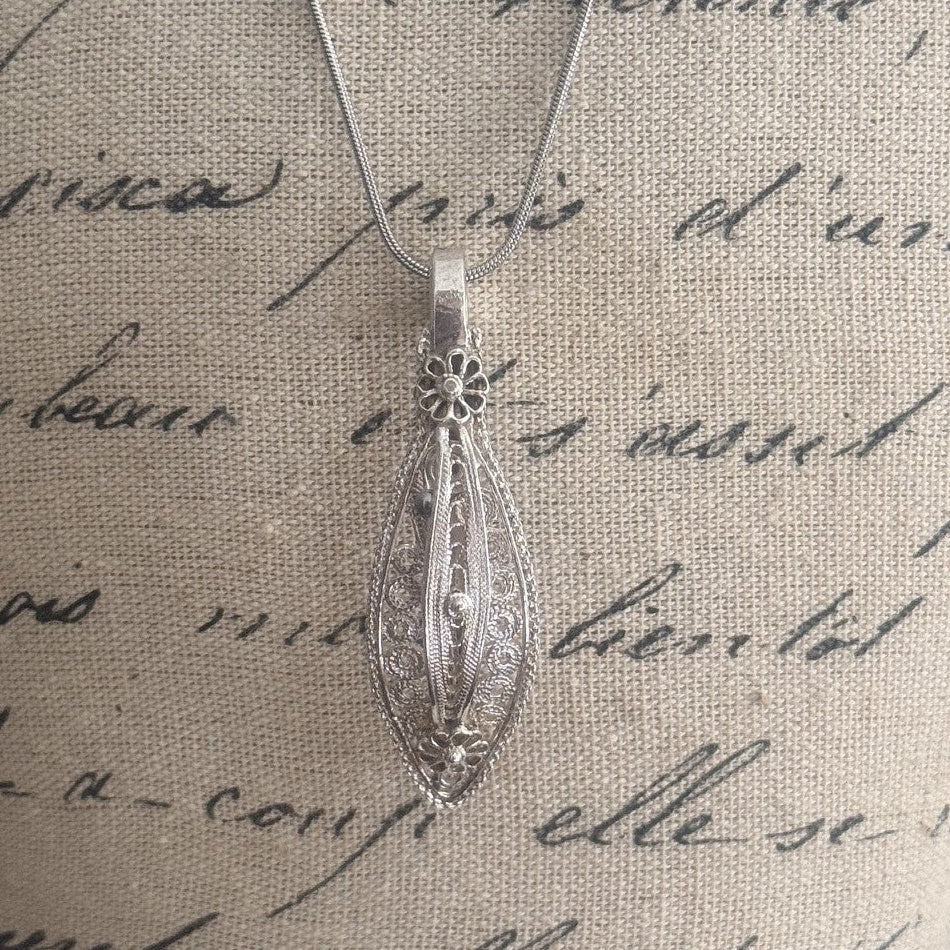 Vintage Filigree Cocktail Spoon Necklace