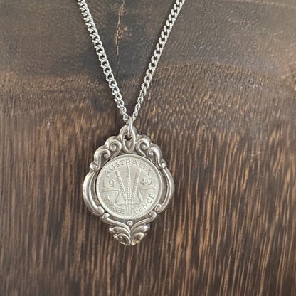 1947 Australian Threepence Souvenir Spoon Necklace