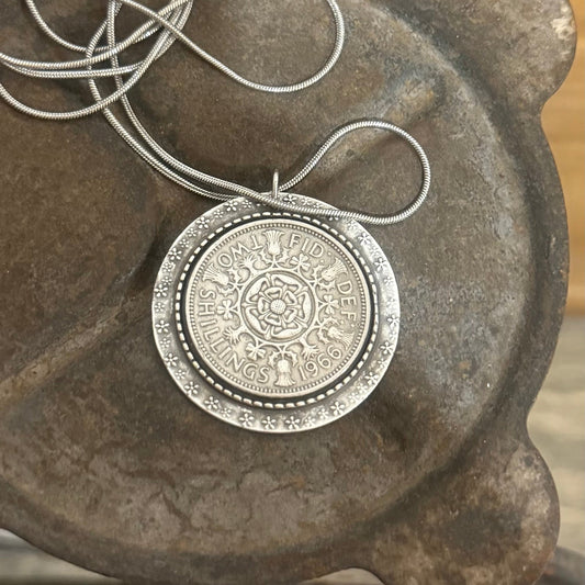 1966 British Two-Shilling Coin Necklace