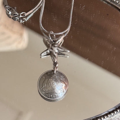 1957 Australian Threepence ; Star Necklace