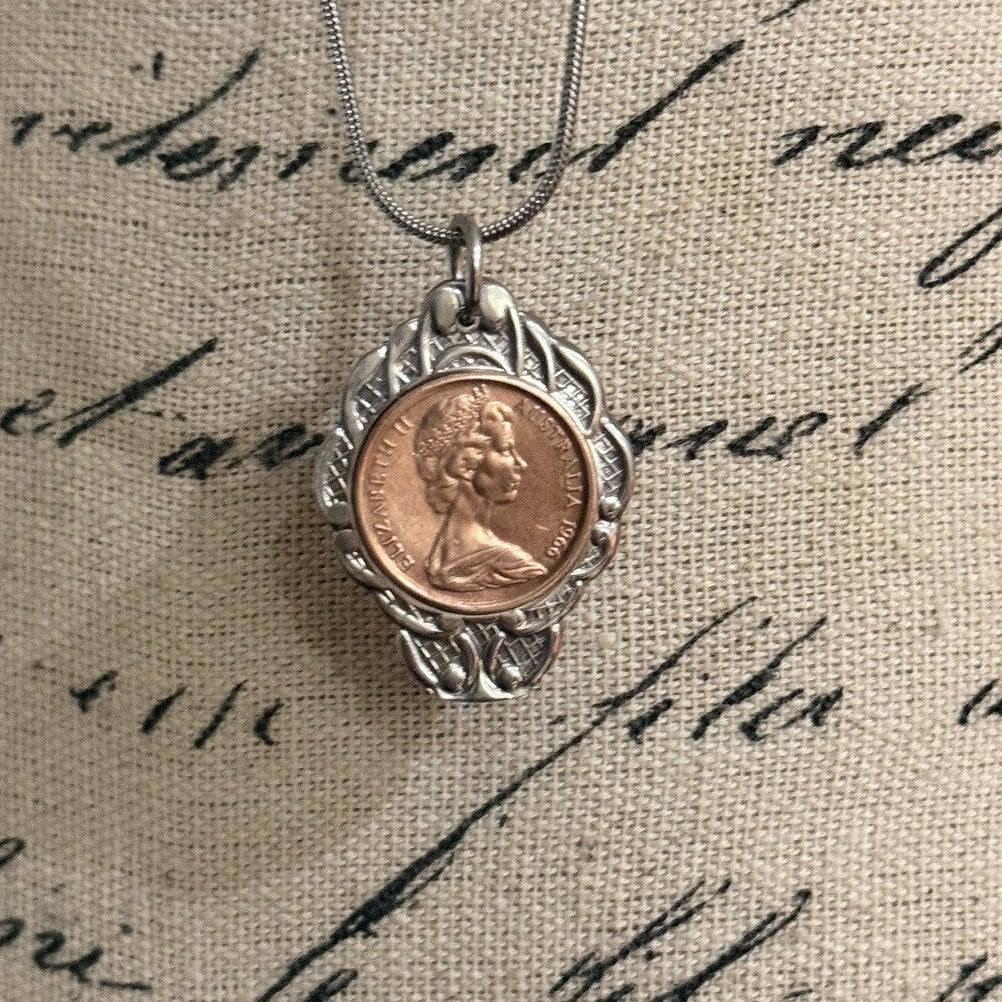 1966 Australian One Cent Coin Necklace