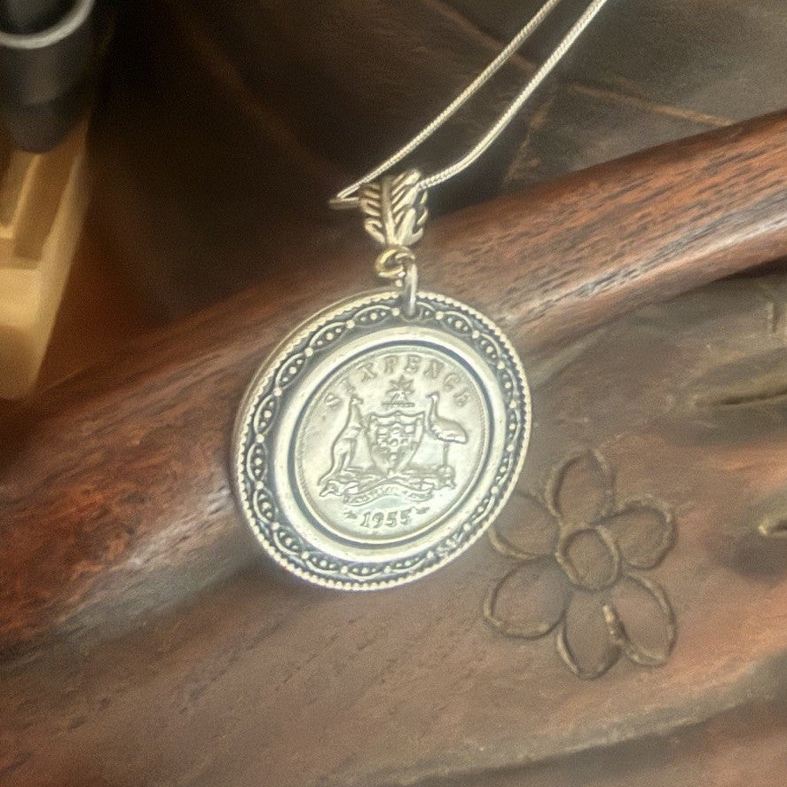 1955 Australian Sixpence Coin Necklace