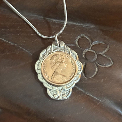 1966 Australian One Cent Coin Necklace