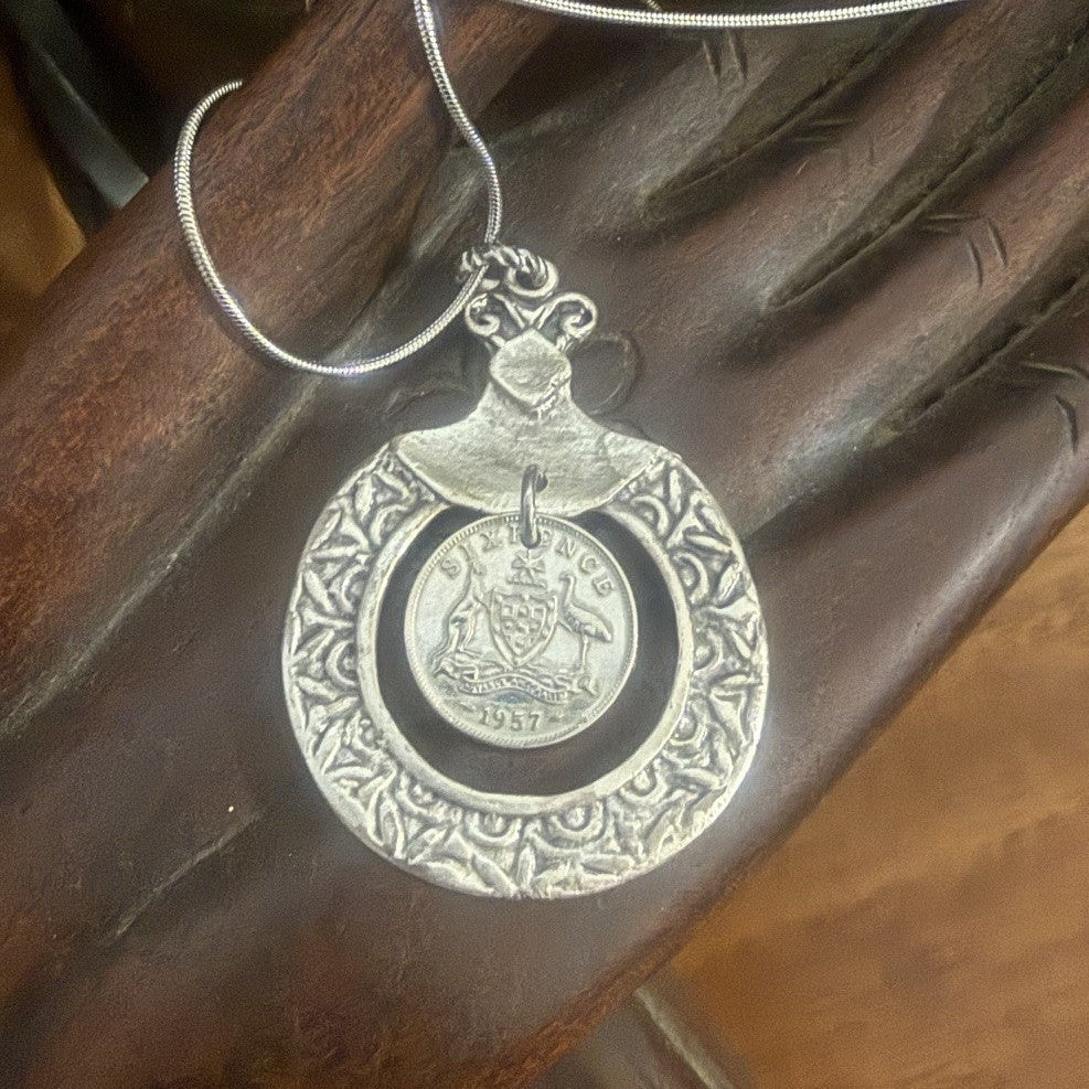 1957 Australian Sixpence Coin Necklace