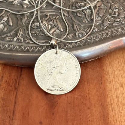 1966 Australian Round 50 Cent Coin Necklace