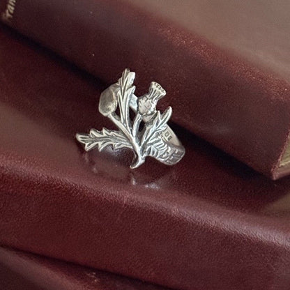 Sterling Silver Scottish Thistle Spoon Ring