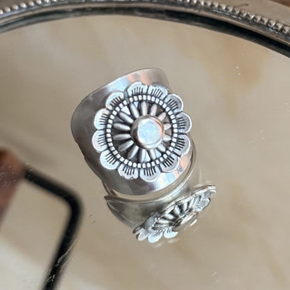 Vintage Spoon Ring with Riveted Flower