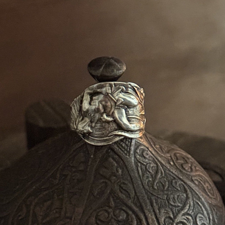 Sterling Silver American Chief Warrior Spoon Band Ring
