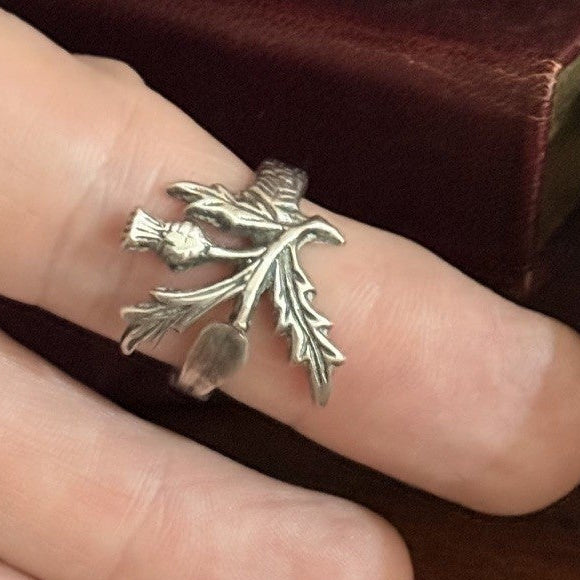 Sterling Silver Scottish Thistle Spoon Ring