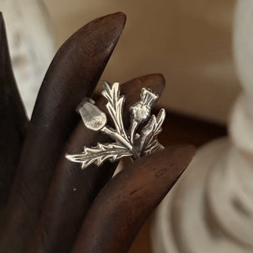 Sterling Silver Scottish Thistle Spoon Ring