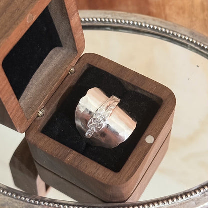 1922 Sterling Silver Apostle Spoon Textured Saddle Ring