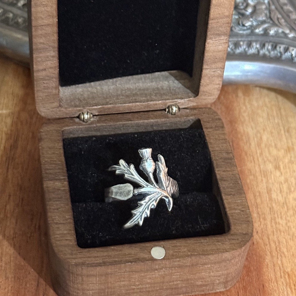 Sterling Silver Scottish Thistle Spoon Ring