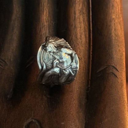 Sterling Silver American Chief Warrior Spoon Band Ring