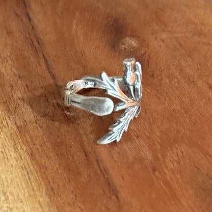 Sterling Silver Scottish Thistle Spoon Ring