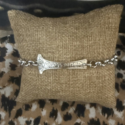 Sterling Silver September Bar Bracelet