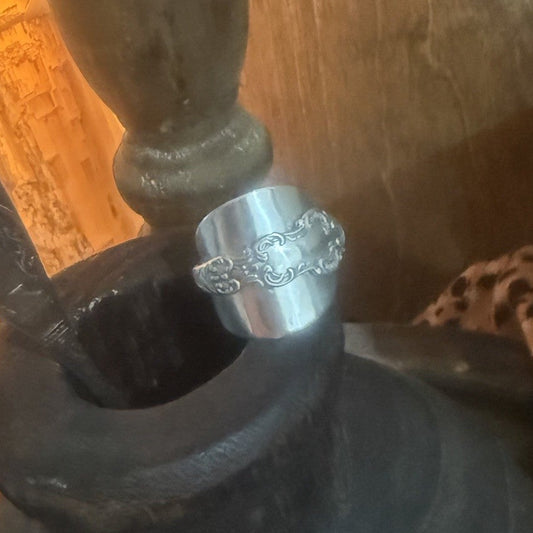 Sterling Silver Fiddle Saddle Ring