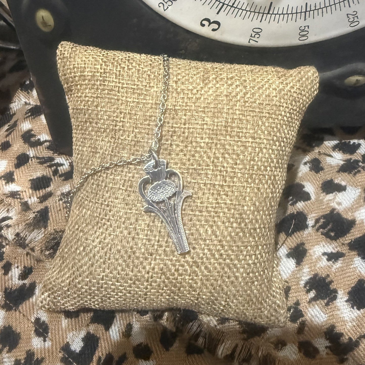 Vintage Thistle Teaspoon Necklace