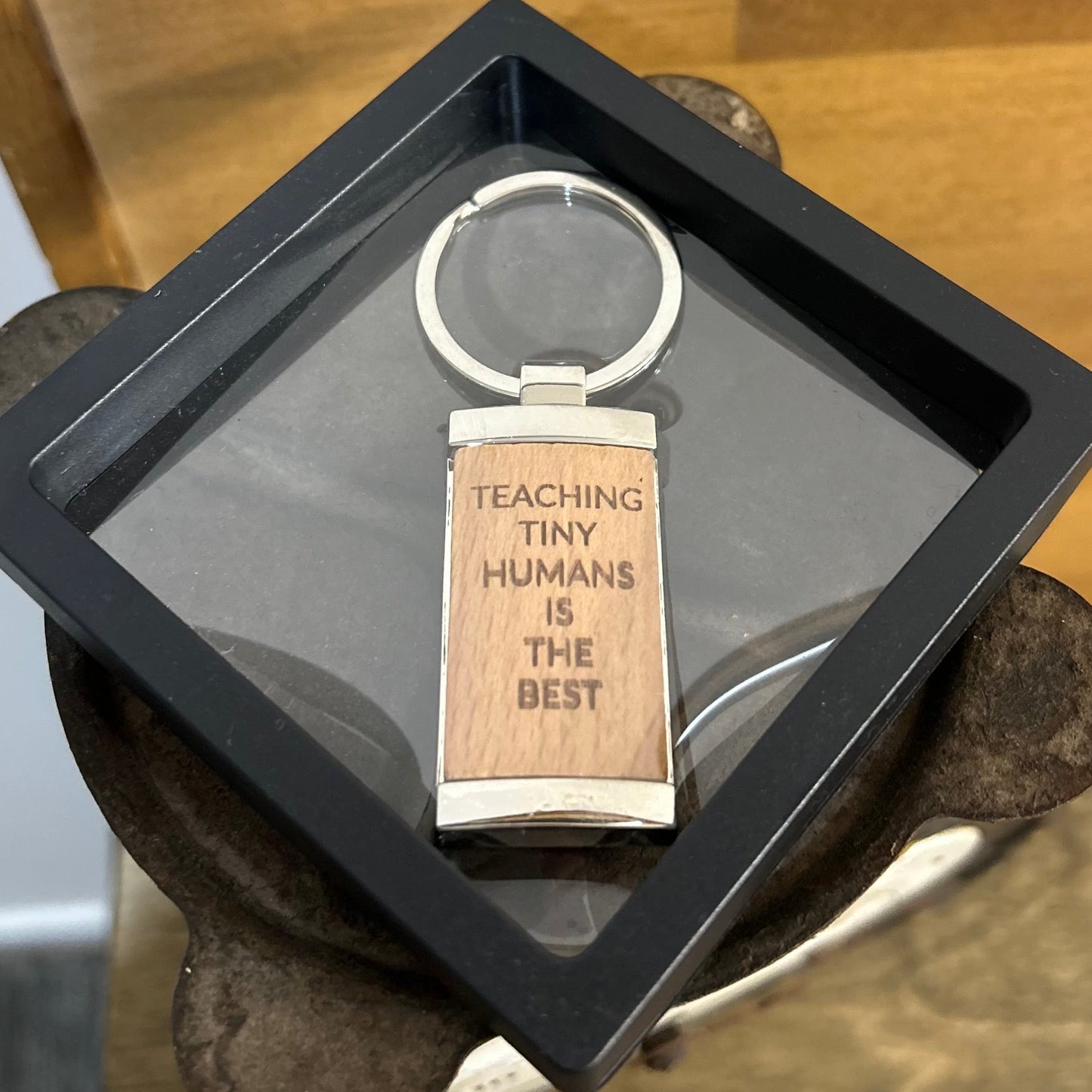 Teaching Tiny Humans Is the Best - Timber & Metal Key Tag