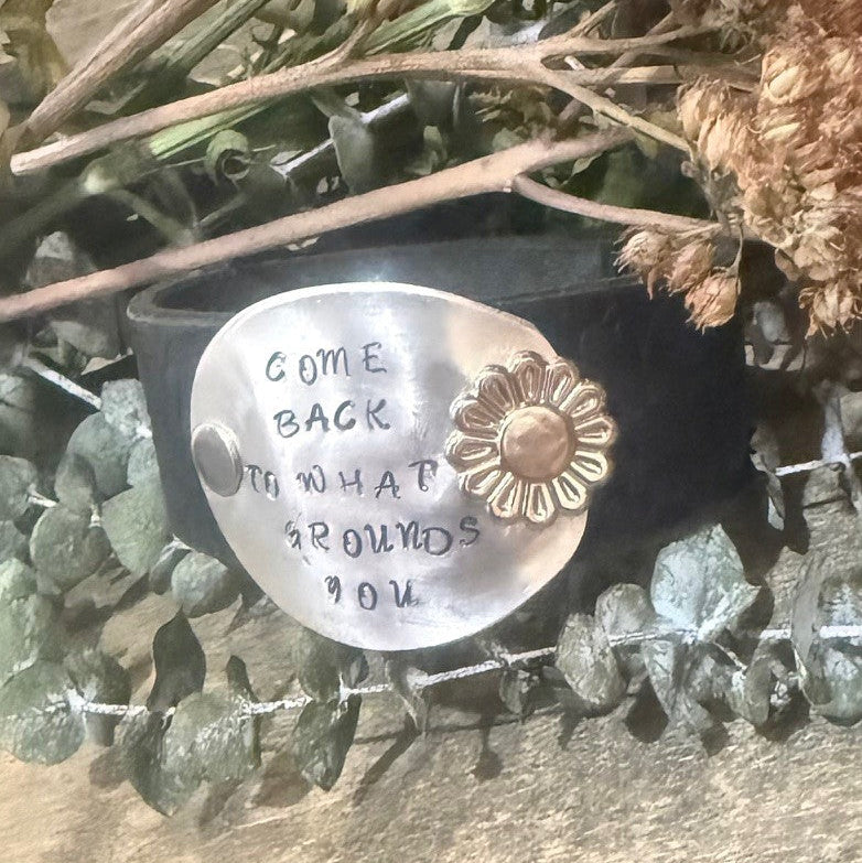 Leather Handstamped Cuff