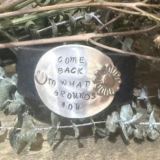 Leather Handstamped Cuff